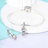 925 Sterling Silver Puppy Charm for Bracelets Fine Jewelry Women Pendant