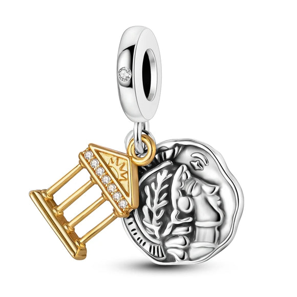 925 Sterling Silver Ancient Greece Charm for Bracelets Fine Jewelry Women Pendant