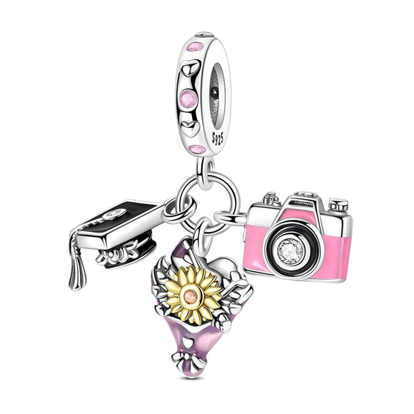 925 Sterling Silver Graduation Time Charm for Bracelets Fine Jewelry Women Pendant