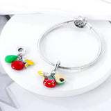 925 Sterling Silver Smiling Fruit Charm for Bracelets Fine Jewelry Women Pendant