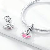 925 Sterling Silver Fall in Love Charm for Bracelets Fine Jewelry Women Pendant