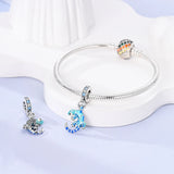 925 Sterling Silver Blue Gecko Charm for Bracelets Fine Jewelry Women Pendant