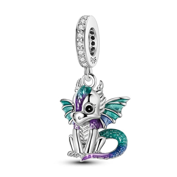 925 Sterling Silver Dragon Charm for Bracelets Fine Jewelry Women Pendant