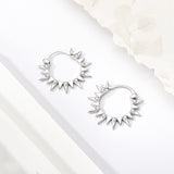 925 Sterling Silver White Sparkle Hoop Earrings Fine Jewelry Women