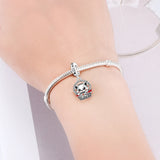 925 Sterling Silver Kitty Cat in a Basket Charm for Bracelets Fine Jewelry Women Pendant