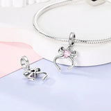 925 Sterling Silver Pink Bow Charm