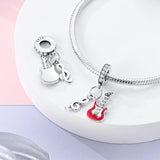 925 Sterling Silver Electric Guitar Charm for Bracelets Fine Jewelry Women Pendant