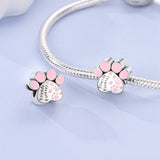 925 Sterling Silver Friends Forever Paw Charm for Bracelets Fine Jewelry Women