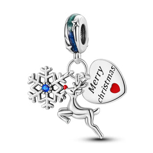 925 Sterling Silver Christmas Reindeer Charm for Bracelets Fine Jewelry Women Pendant