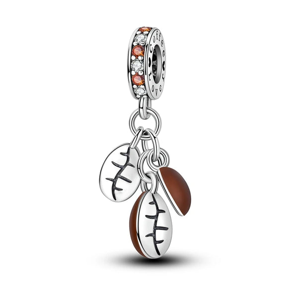 925 Sterling Silver Coffee Beans Charm for Bracelets Fine Jewelry Women Pendant