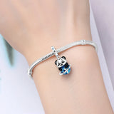 925 Sterling Silver Travel Panda Charm for Bracelets Fine Jewelry Women Pendant