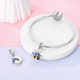 925 Sterling Silver Castle on the Moon Charm for Bracelets Jewelry Women Pendant