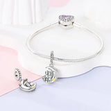 925 Sterling Silver Couple on the Moon Charm for Bracelets Fine Jewelry Women Pendant