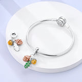 925 Sterling Silver Autumn Charm for Bracelets Fine Jewelry Women Pendant