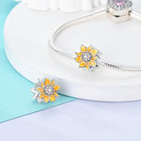 925 Sterling Silver Sunflower Charm for Bracelets Fine Jewelry Women