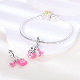 925 Sterling Silver Earphones with Kitty Case Charm for Bracelets Jewelry Women Pendant
