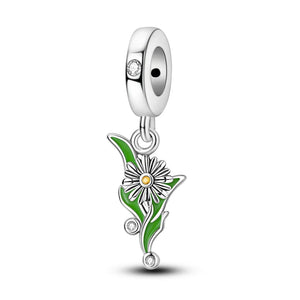925 Sterling Silver Flower Charm for Bracelets Jewelry Women Pendant