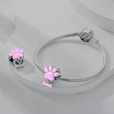 925 Sterling Silver Glow in the Dark Paw Print Charm for Bracelets Jewelry Women Pendant