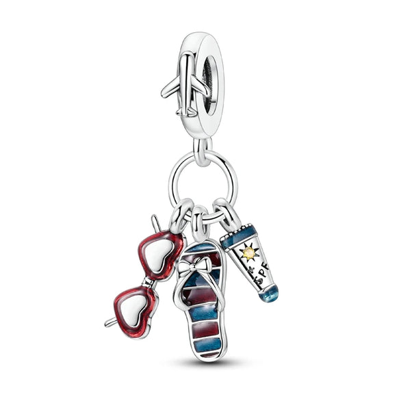 925 Sterling Silver Beach Charm for Bracelets Fine Jewelry Women Pendant