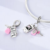 925 Sterling Silver Happy Trip Car Charm for Bracelets Fine Jewelry Women Pendant