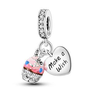 925 Sterling Silver Birthday Cupcake Charm for Bracelets  Jewelry Women Pendant