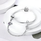 925 Sterling Silver Butterfly Safety Chain Charm for Bracelets Jewelry Women
