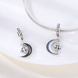 925 Sterling Silver Moon And Cross Charm for Bracelets Fine Jewelry Women Pendant