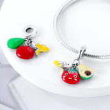 925 Sterling Silver Smiling Fruit Charm for Bracelets Fine Jewelry Women Pendant