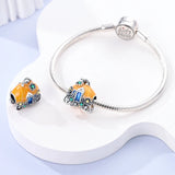 925 Sterling Silver Pumkin Carriage Charm for Bracelets Fine Jewelry Women