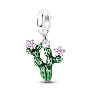 925 Sterling Silver Cactus Charm for Bracelets Fine Jewelry Women Pendant