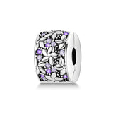 925 Sterling Silver Purple Floral Charm