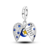 925 Sterling Silver Heart and Moon Charm for Bracelets Fine Jewelry Women Pendant