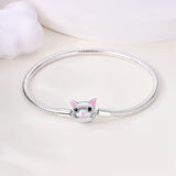 925 Sterling Silver Cat Clasp Bracelet for Women Jewelry