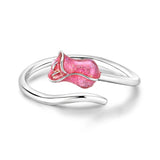 925 Sterling Silver Pink Rose Ring