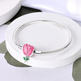 925 Sterling Silver Flower Clasp Bracelet for Women Jewelry