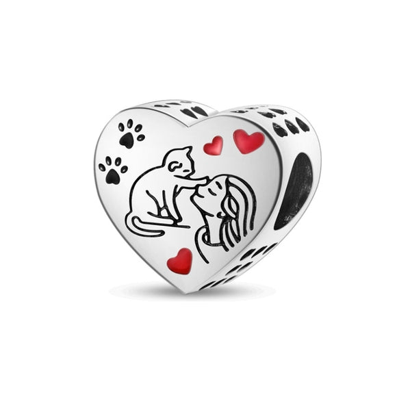 925 Sterling Silver Cat Paw Prints Charm