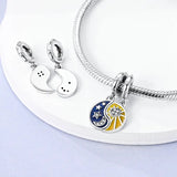 925 Sterling Silver Yin Yang Moon and Sun Double Charm for Bracelets Jewelry Women