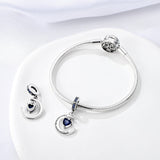 925 Sterling Silver Moon and Heart Charm