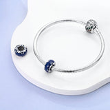 925 Sterling Silver Night sky Spacer Charm for Bracelets Fine Jewelry Women