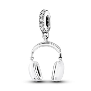925 Sterling Silver Music Headset Charm for Bracelets Fine Jewelry Women Pendant