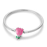 925 Sterling Silver Flower Clasp Bracelet for Women Jewelry