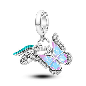 925 Sterling Silver Metamorphosis of a Butterfly Charm for Bracelets Jewelry Women Pendant