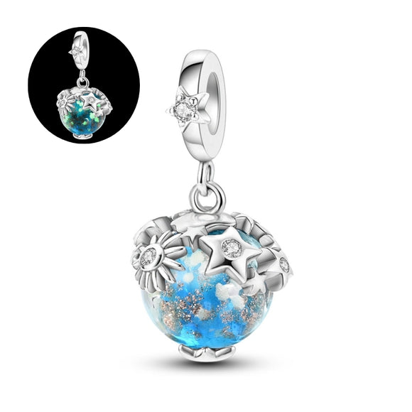 925 Sterling Silver Glow in the Dark Planet Earth Charm