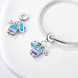 925 Sterling Silver Happy Travel Charm for Bracelets Pendant Women