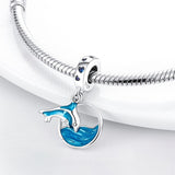 925 Sterling Silver Blue Dolphins Charm for Bracelets Fine Jewelry Women