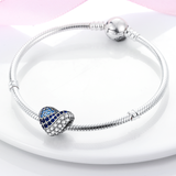 925 Sterling Silver Blue Heart Charm for Bracelets Fine Jewelry Women