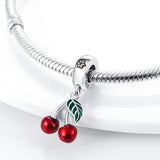 925 Sterling Silver Cherries Charm for Bracelets Fine Jewelry Women
