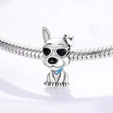 925 Sterling Silver Cool Dog Charm for Bracelets Fine Jewelry Women