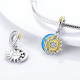 925 Sterling Silver Glow in the Dark Sun and Moon Charm Jewelry Women Pendant