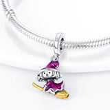 925 Sterling Silver Halloween Witch Charm for Bracelets Fine Jewelry Women Pendant Necklace
